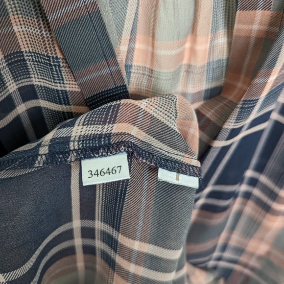 Ann Taylor LOFT Sheer Plaid Sleeveless Top, Pink/Navy, Women's XS - Picture 3 of 4